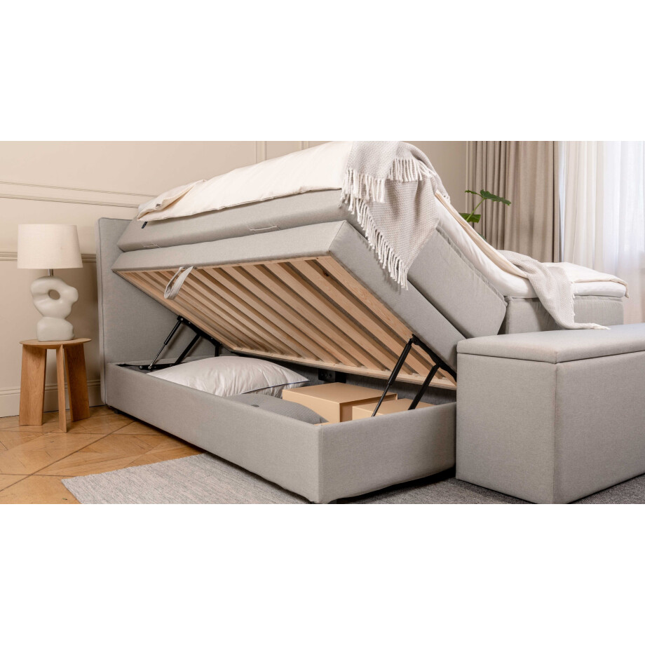 BRUNO Premium boxspring met opbergruimte, 180x200cm, in lichtgrijs | Matrashardheid: Links H2 / Rechts H2 | Extra opbergruimte & individueel configureerbaar afbeelding 1