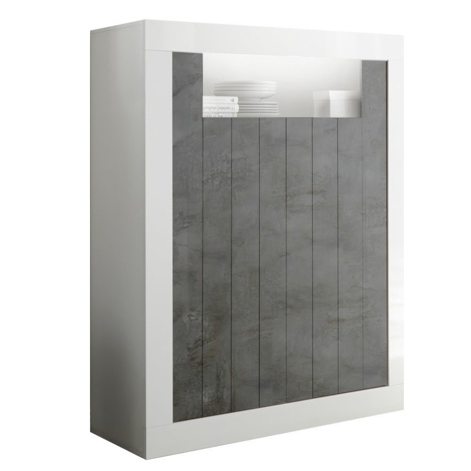 Buffetkast Urbino 144 cm hoog in hoogglans wit met oxid afbeelding 1