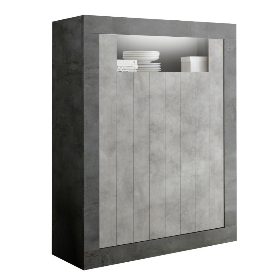 Buffetkast Urbino 144 cm hoog in Oxid met grijs beton afbeelding 1