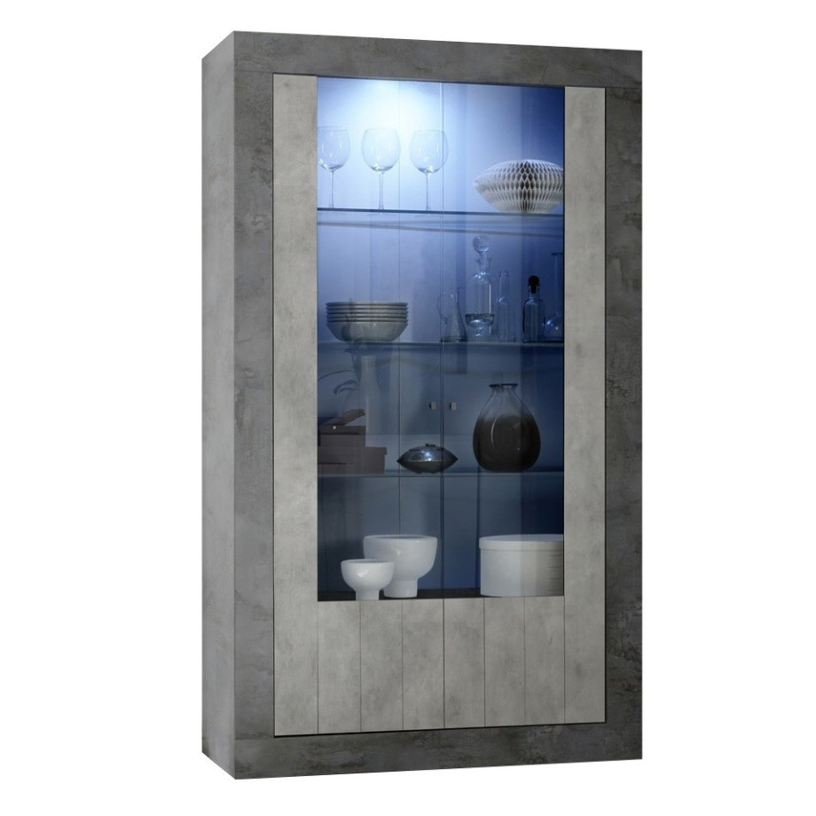 Buffetkast Urbino 190 cm hoog in Oxid met grijs beton afbeelding 1