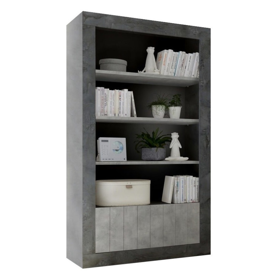 Buffetkast Urbino 190 cm hoog in oxid met grijs beton afbeelding 1