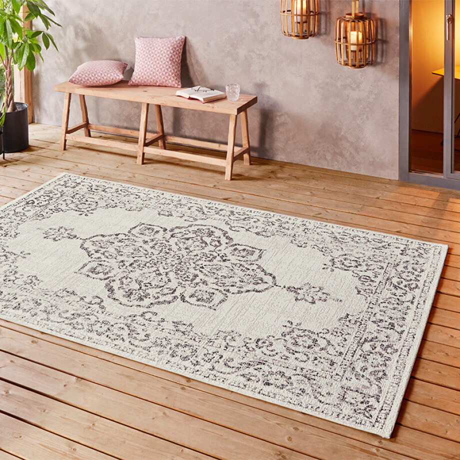 Buitenkleed Ornament - Crème 150x80cm - Polypropyleen - Dekbed-Discounter.nl Buitenkleed Ornament - Crème 150x80cm - Polypropyleen - Dekbed-Discounter.nl afbeelding 1