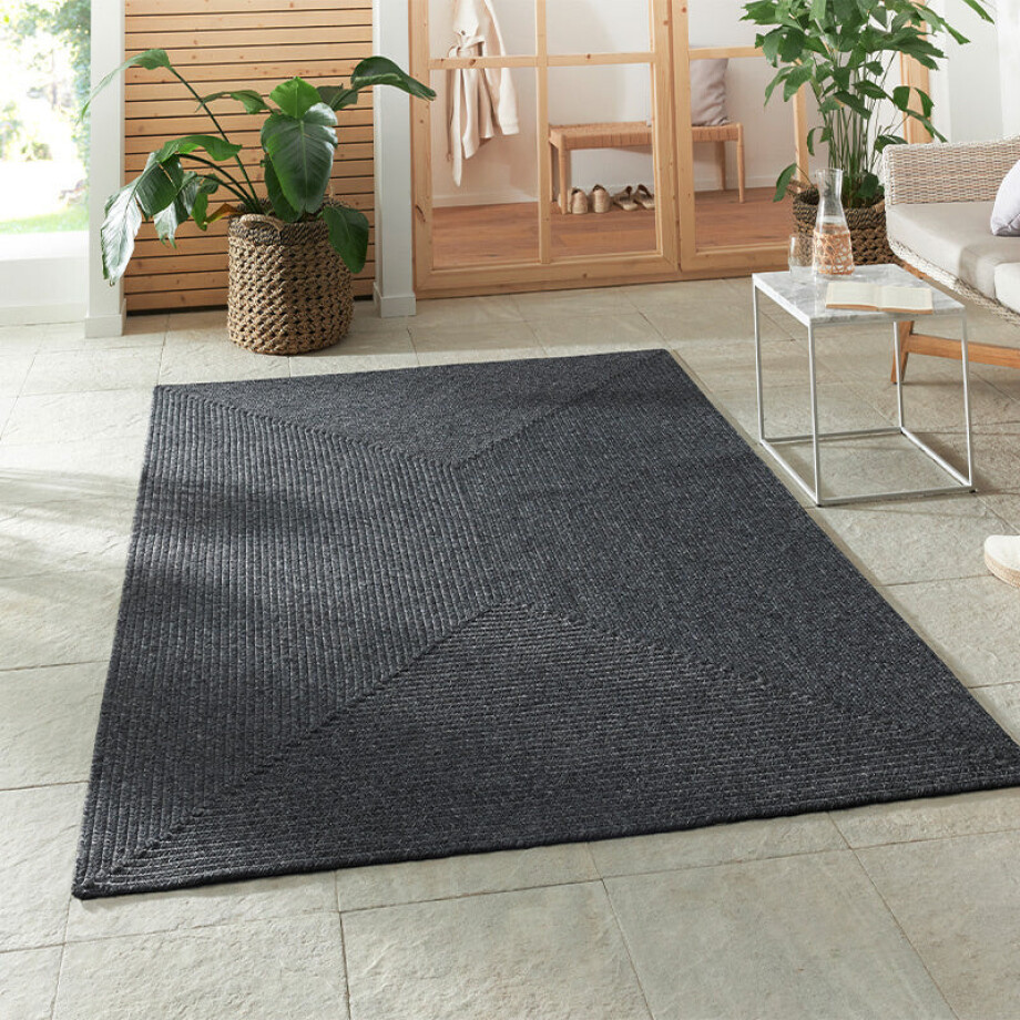 Buitenkleed Trenzado - Donkergrijs 150x80cm - - Dekbed-Discounter.nl afbeelding 