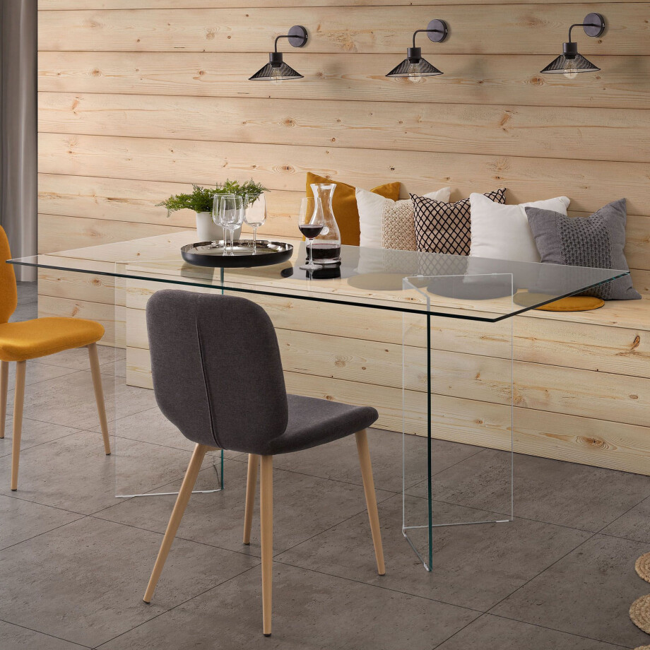 Kave Home Glazen Eettafel 'Burano', 180 x 90 cm Kave Home Glazen Eettafel 'Burano', 180 x 90 cm afbeelding
