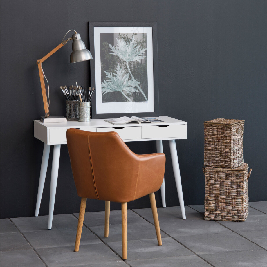 Bureau / sidetable 'Märta' 110 x 50cm met 3 laden , kleur wit / wit afbeelding 1