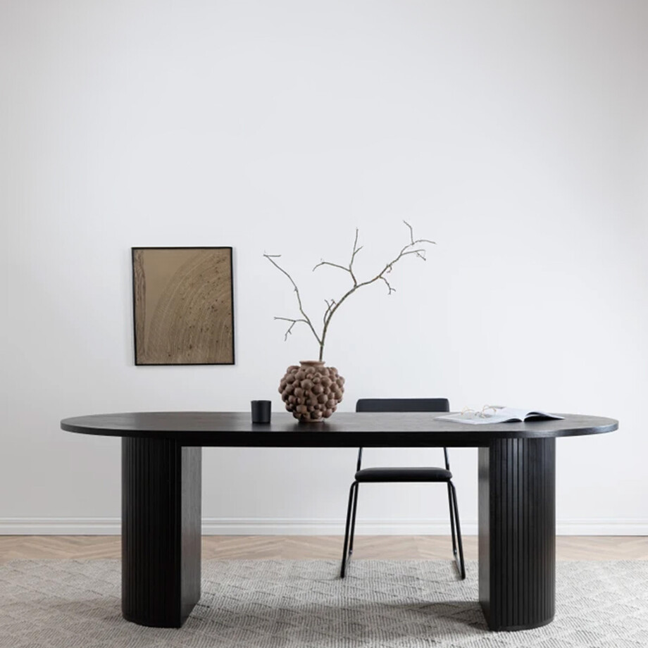 Nohr Deens Ovale Eettafel 'Fionna' 200 x 90cm, kleur Zwart afbeelding 1