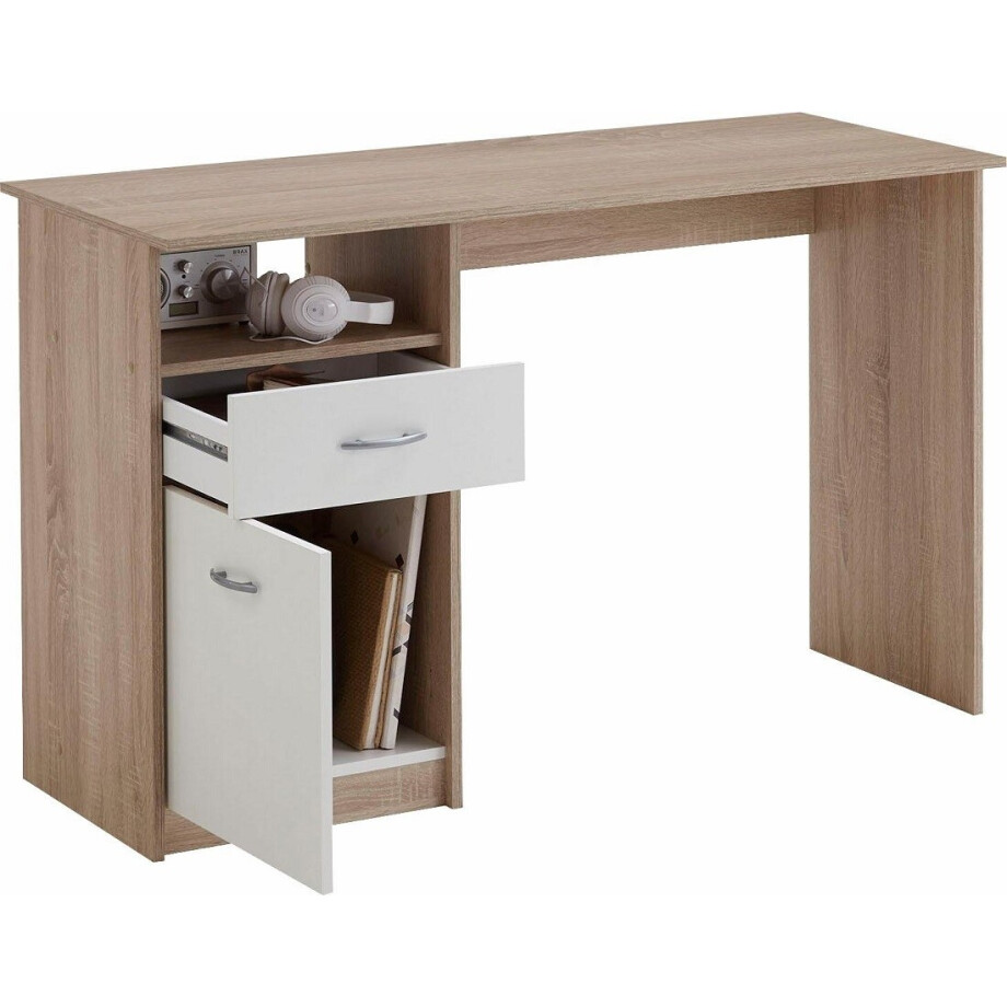 Bureau Jackson 123 cm breed - Eiken met wit afbeelding 1