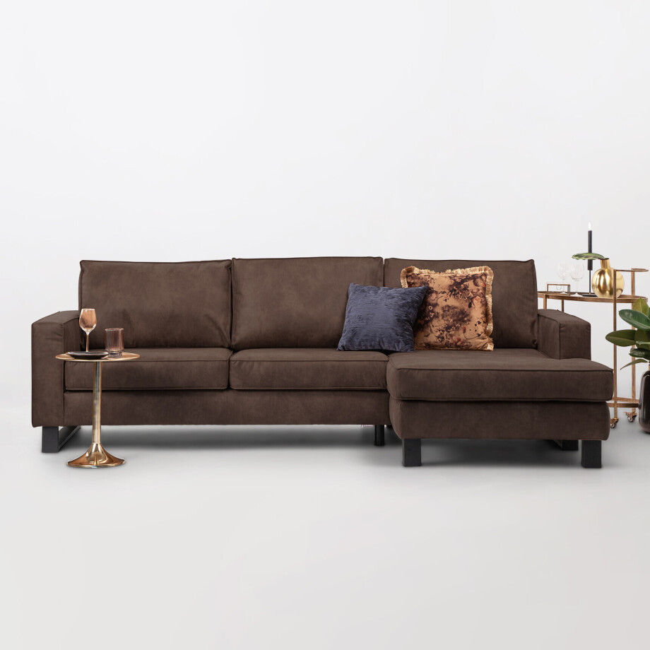 Sohome Loungebank 'Mathew' Rechts, Microleder, kleur bruin Sohome Loungebank 'Mathew' Rechts, Microleder, kleur bruin afbeelding 1