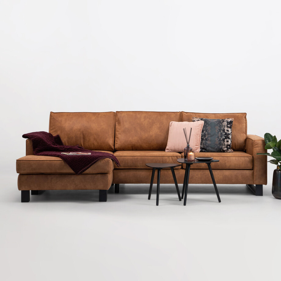 Sohome Loungebank 'Mathew' Links, Microleder, kleur cognac Sohome Loungebank 'Mathew' Links, Microleder, kleur cognac afbeelding 1