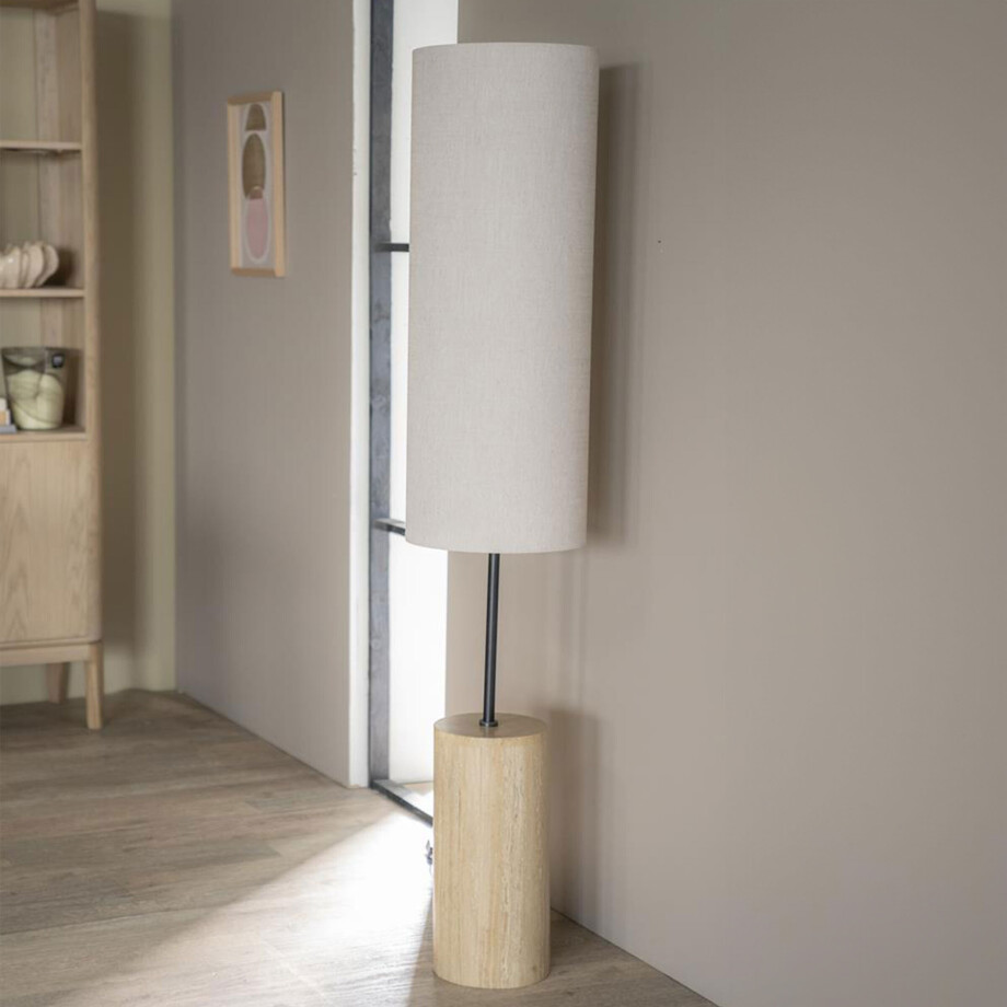 By-Boo Vloerlamp 'Amara' Travertin en Linnen, 145cm afbeelding 1