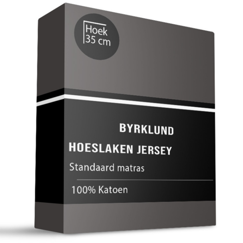 Hoeslaken Katoen - Jersey Stretch - Antraciet - 160x200cm - Antraciet - Byrklund - Dekbed-Discounter.nl afbeelding 