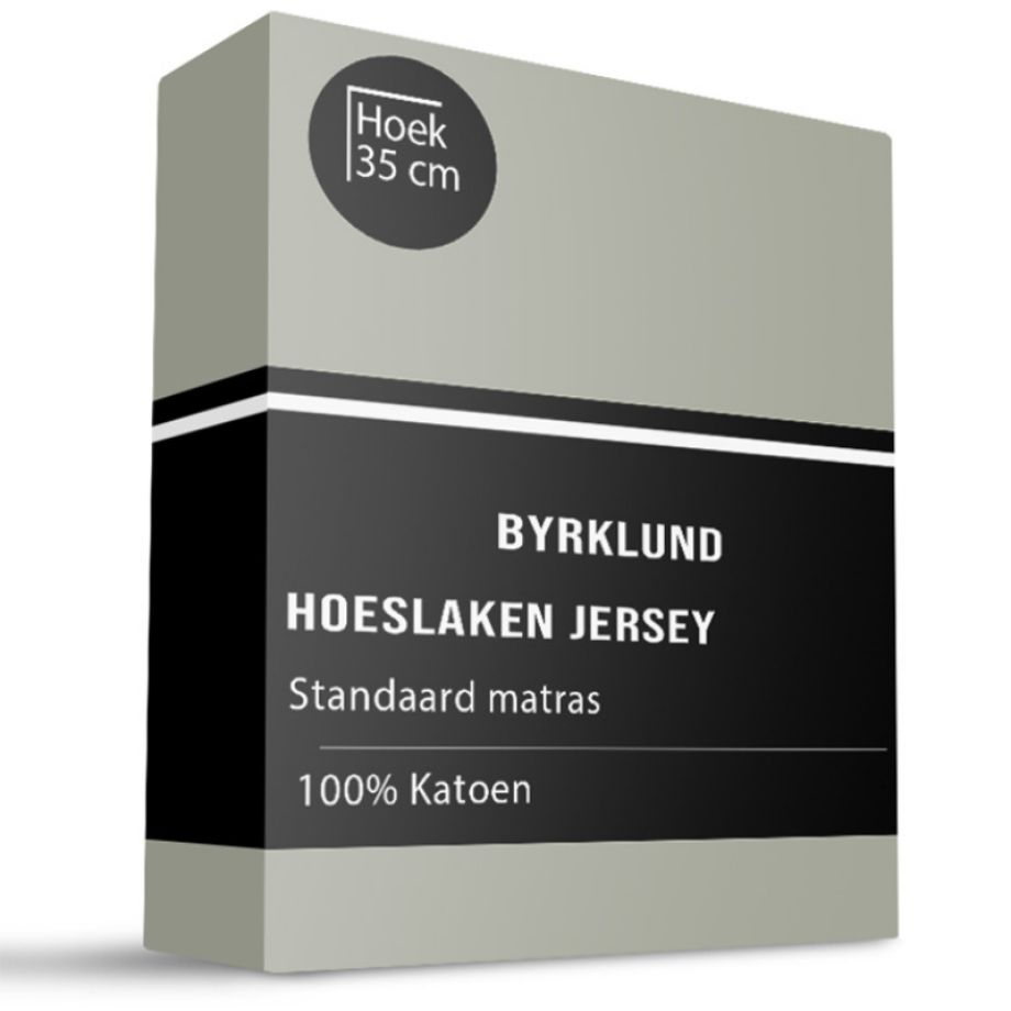 Hoeslaken Katoen - Jersey Stretch - Groen - 180x220cm - Groen - Byrklund - Dekbed-Discounter.nl afbeelding 