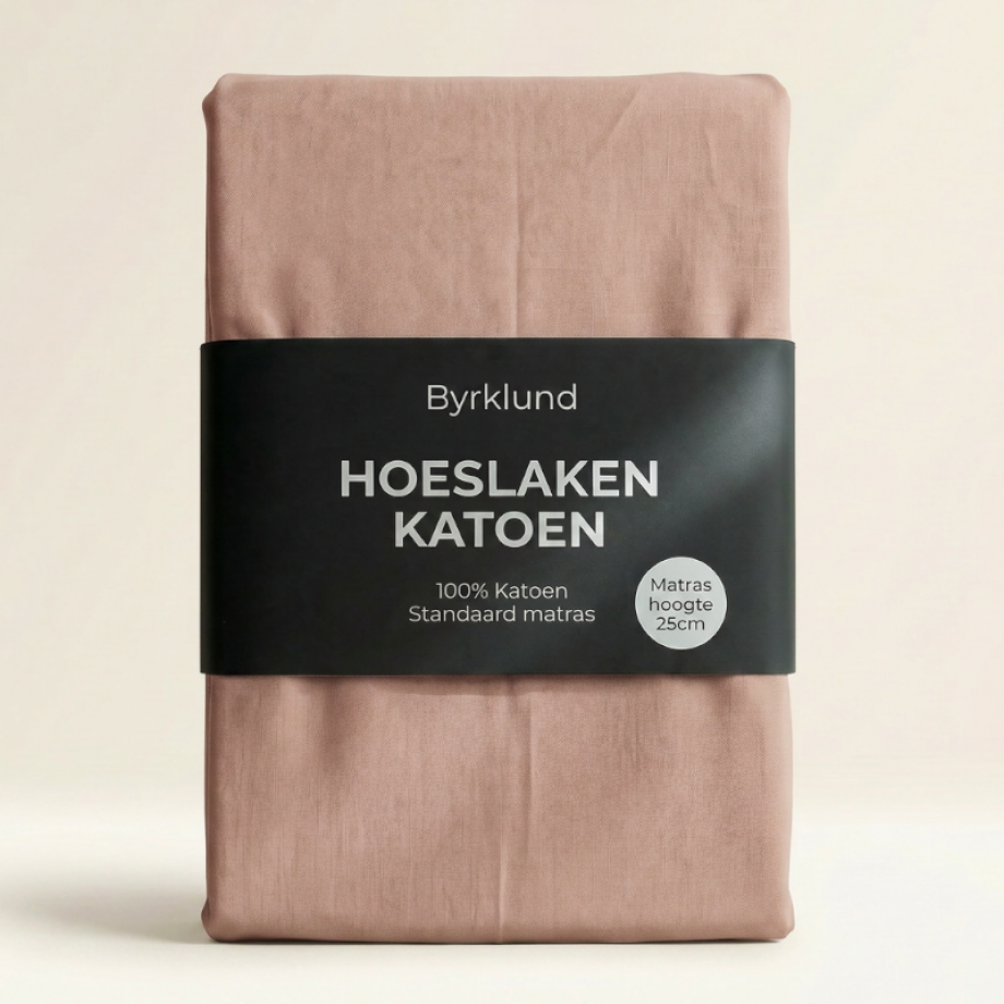 Hoeslaken Katoen - Oud Roze - 180x220cm - Oud Roze - Byrklund - Dekbed-Discounter.nl afbeelding 