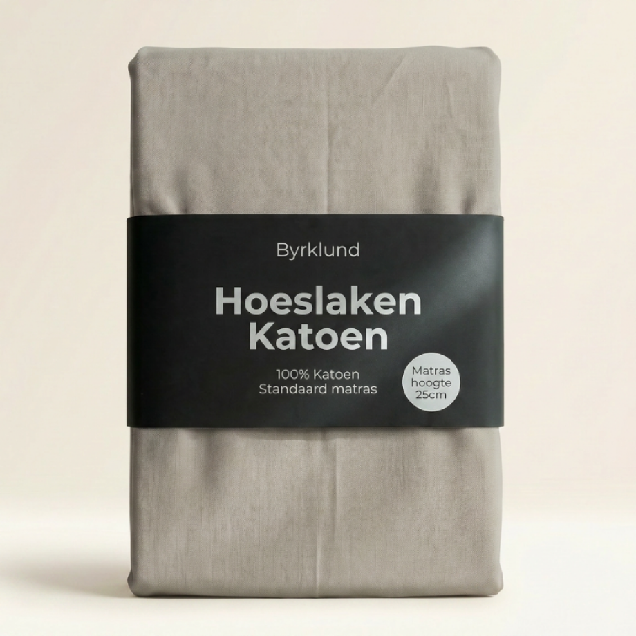 Hoeslaken Katoen - Taupe - 80x200cm - Taupe - Byrklund - Dekbed-Discounter.nl afbeelding 