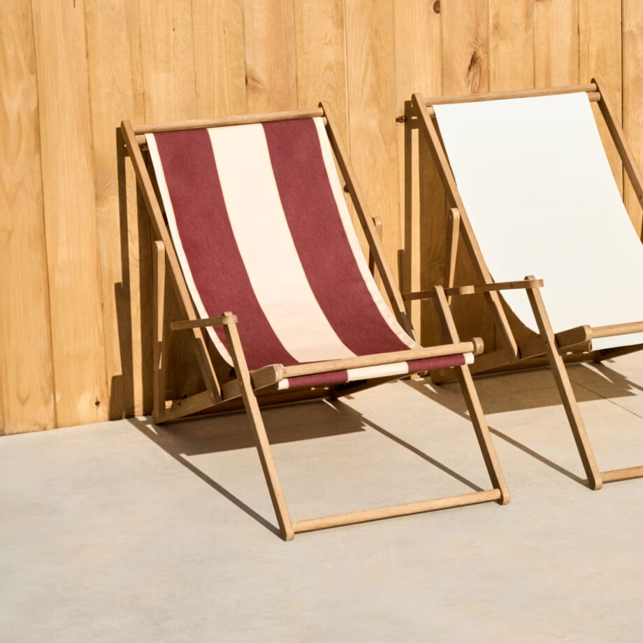 Kave Home Strandstoel 'Vilara' Acaciahout, kleur Rood/Beige afbeelding 1