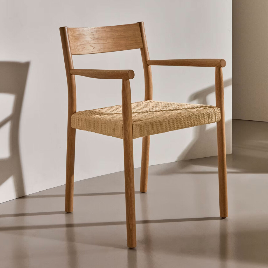 Kave Home Eetkamerstoel 'Yalia' Eikenhout, kleur Naturel afbeelding 1