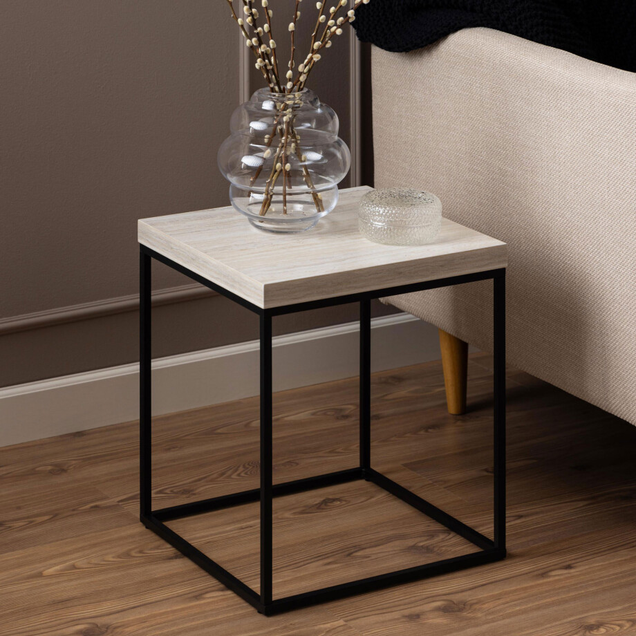 Bendt Bijzettafel 'Maresa' Travertine look, 40 x 40cm afbeelding 1