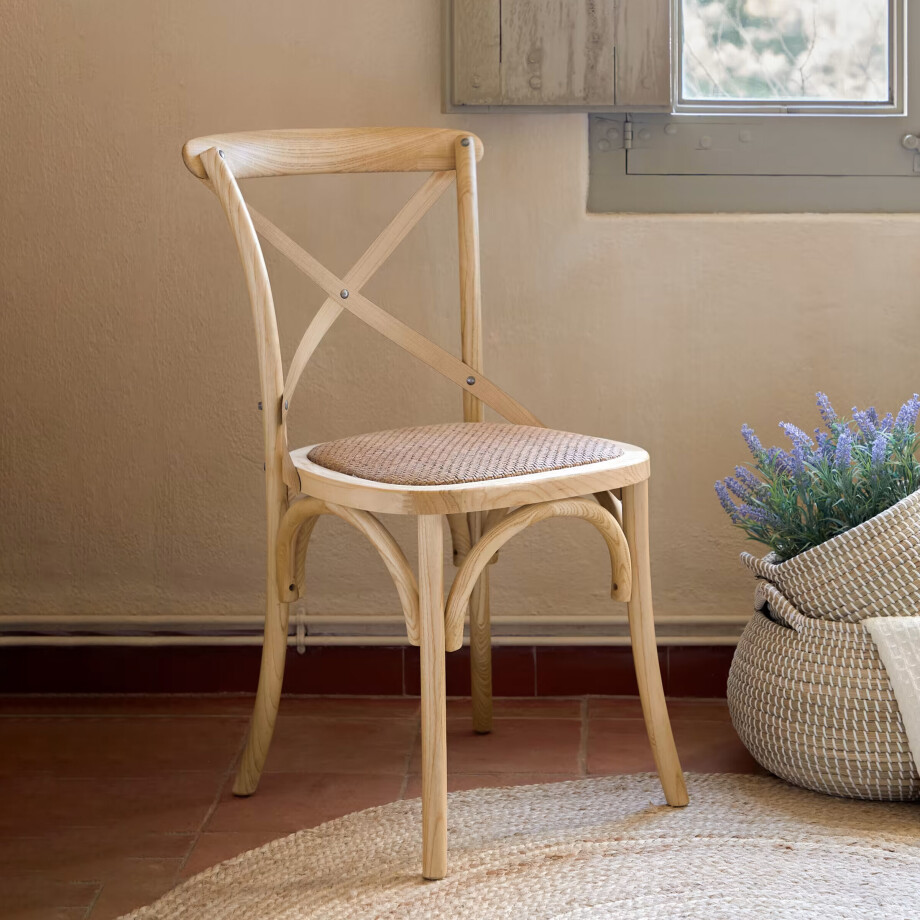 Kave Home Eetkamerstoel 'Alsie' met rotan zitting, kleur Naturel afbeelding 1