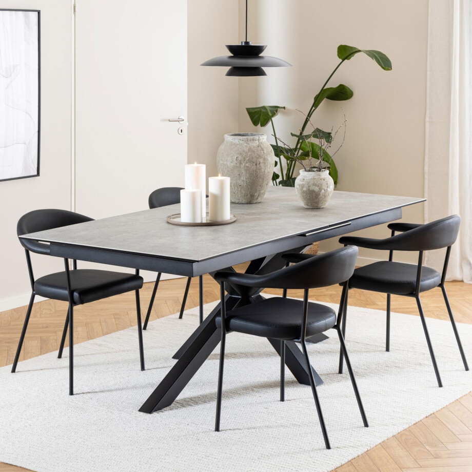 Bendt Uitschuifbare Eettafel 'Line' Keramiek, 200/240 x 100cm, kleur Grijs afbeelding 1