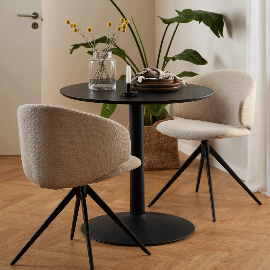 Bendt Ronde Bistrotafel 'Ina' 80cm, kleur Zwart Bendt Ronde Bistrotafel 'Ina' 80cm, kleur Zwart afbeelding 1