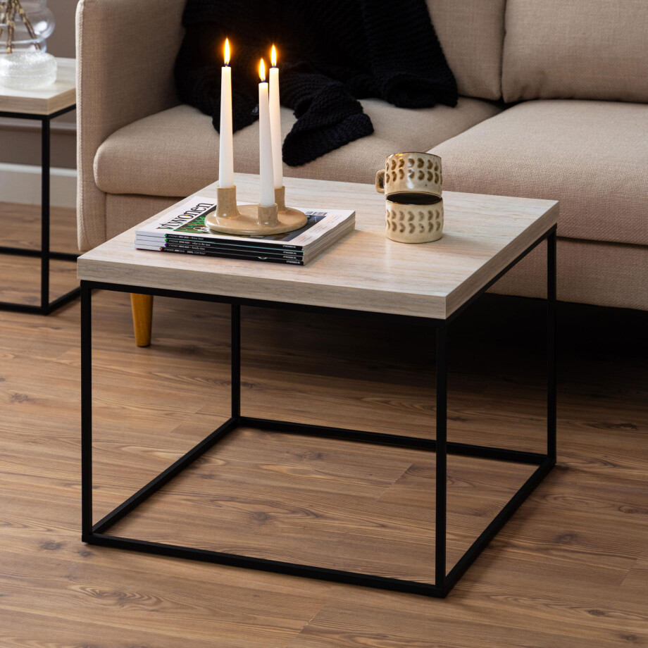 Bendt Vierkante Salontafel 'Maresa' Travertine-look, 60 x 60cm afbeelding 1