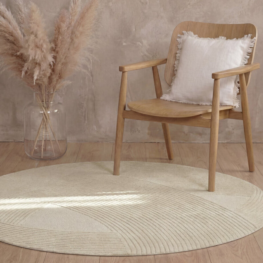 Vloerkleed Victoria Rond - Crème Xcm - Wol - Dekbed-Discounter.nl afbeelding 