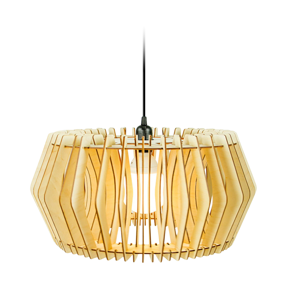 Caeser XL houten hanglamp extra large - met koordset zwart - Ø 68 cm afbeelding 1