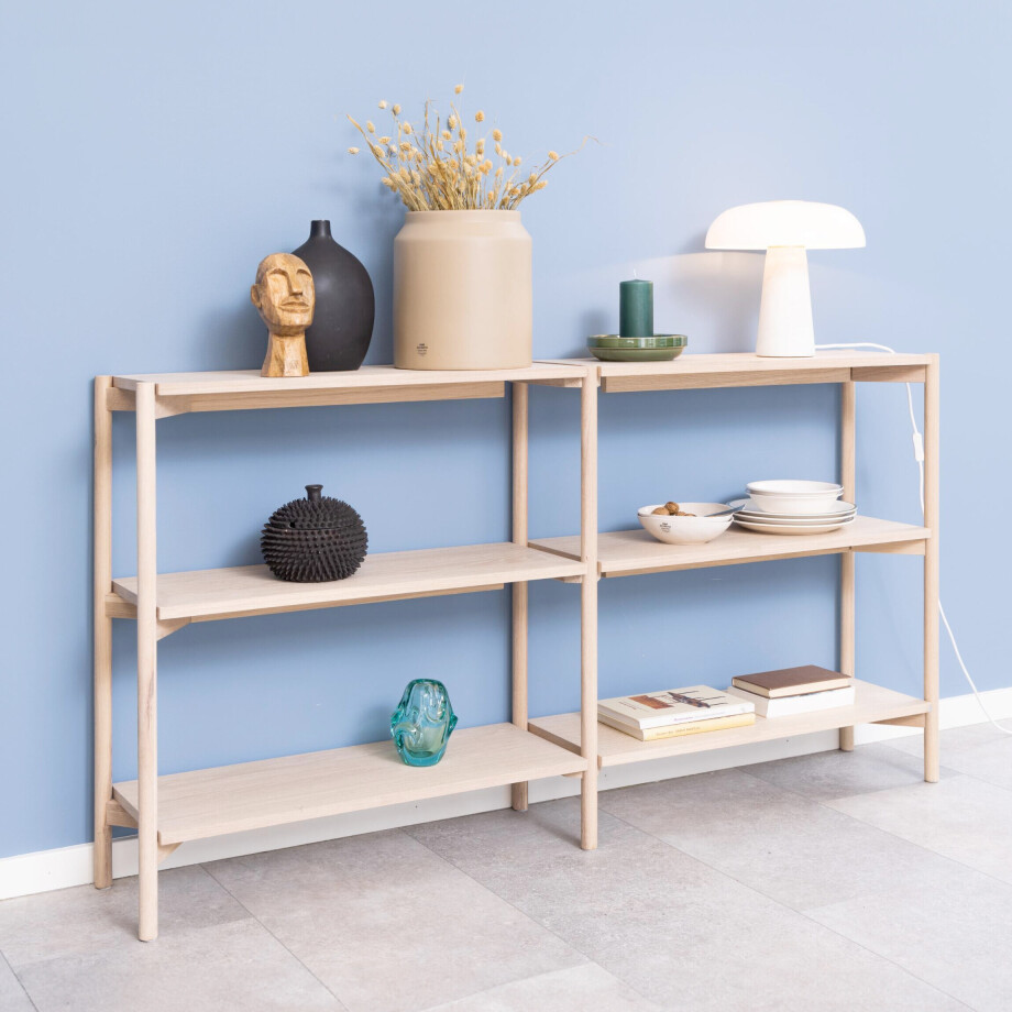 Bendt Laag Wandrek 'Calais' Eiken Whitewash, 169 x 88cm, kleur Wit afbeelding 1