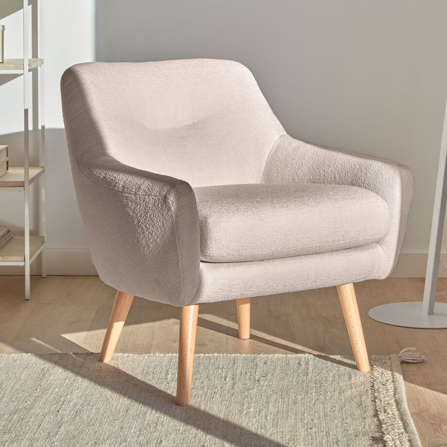 Kave Home Fauteuil 'Candela' Bouclé, kleur Grijs Kave Home Fauteuil 'Candela' Bouclé, kleur Grijs afbeelding 1
