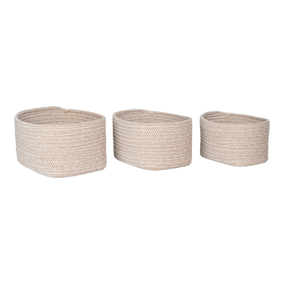 Carlijn katoenen manden beige - set van 3 Carlijn katoenen manden beige - set van 3 afbeelding 1