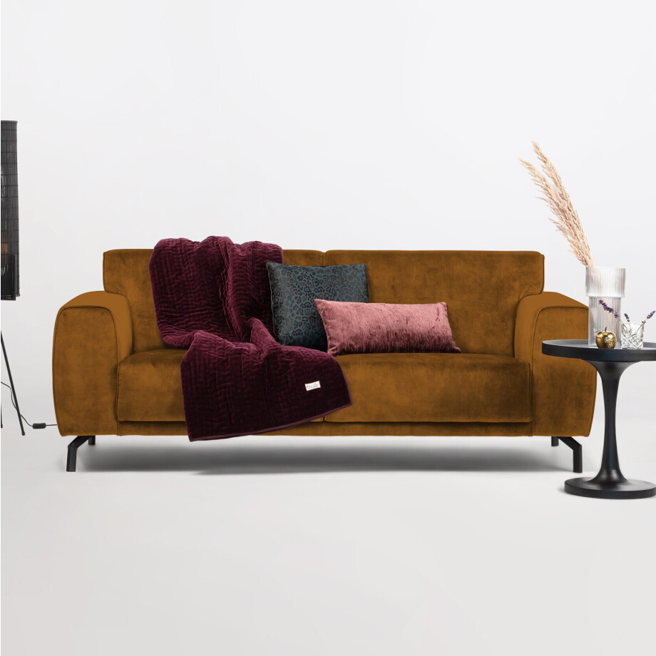 Sohome 3-zits Bank 'Jill' Velvet, kleur cognac Sohome 3-zits Bank 'Jill' Velvet, kleur cognac afbeelding 1