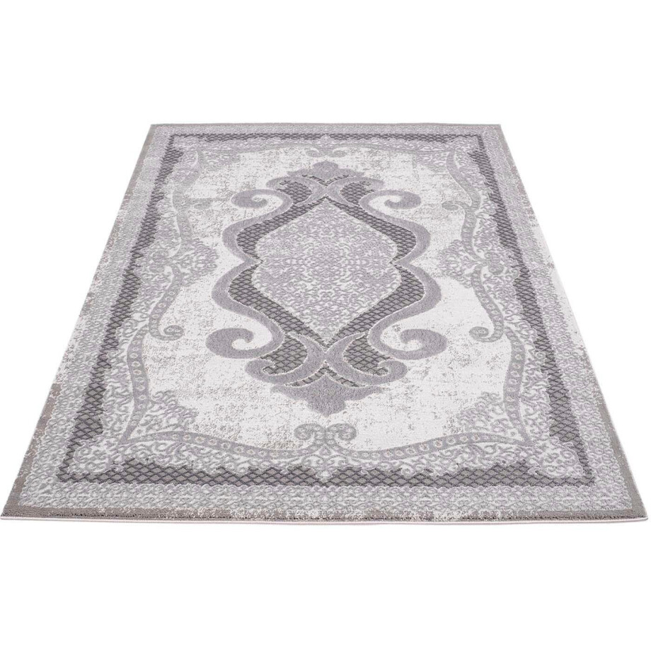 Carpet City Vloerkleed Platina 7741 Korte pool, ornamenten, glanzend door polyester afbeelding 1