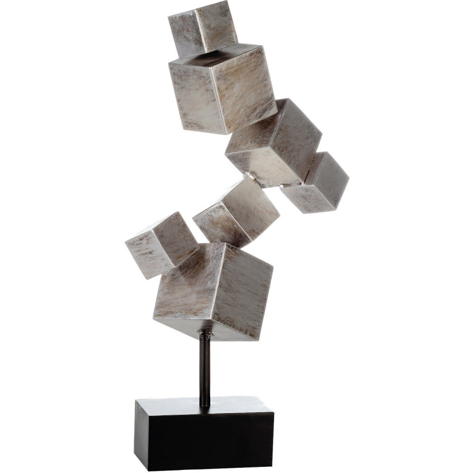 Casablanca by Gilde Decoratief object Sculptuur Cubes, antiek zilver Hoogte 56 cm, van metaal, woonkamer (1 stuk) afbeelding 1