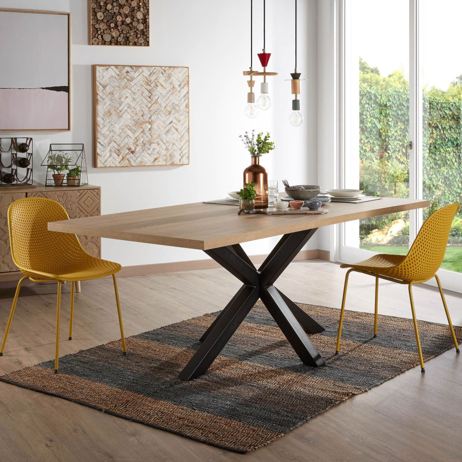 Kave Home Eettafel 'Argo' Zwart/Eiken, 160 x 100cm afbeelding 1