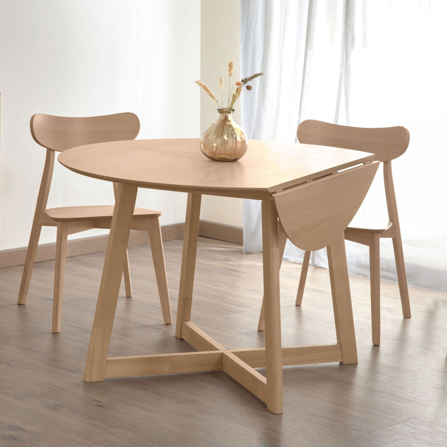 Kave Home Ronde Eettafel 'Maryse' 70 - 120 x 120cm, kleur Naturel afbeelding 1