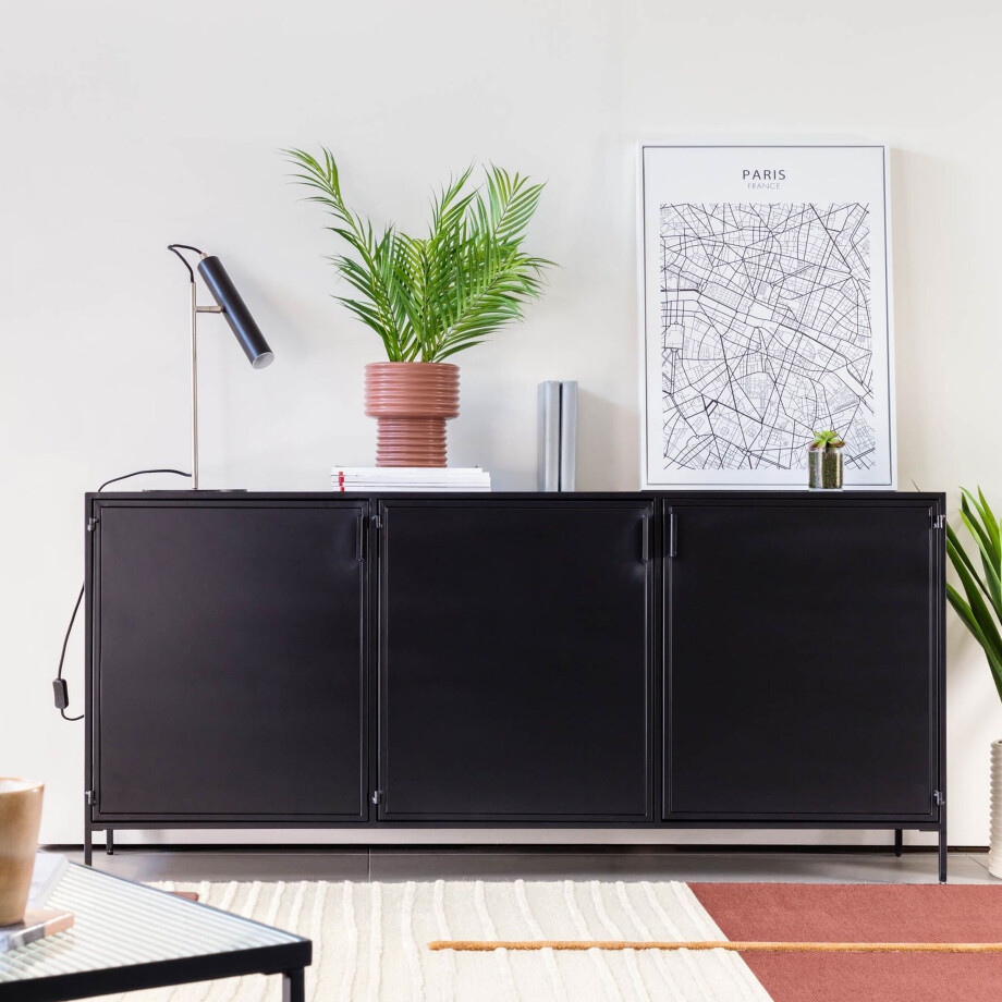 Kave Home Dressoir 'Shantay' Zwart metaal, 160cm Kave Home Dressoir 'Shantay' Zwart metaal, 160cm afbeelding 1