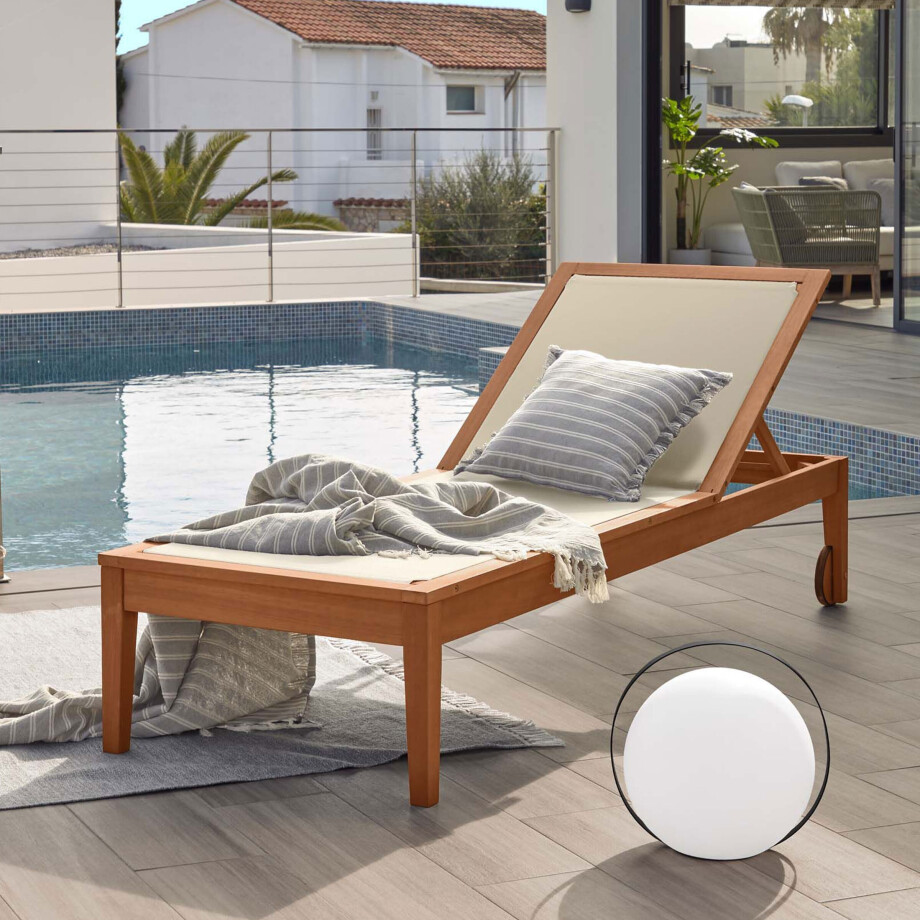 Kave Home Ligstoel 'Caterin', 195cm, kleur Naturel afbeelding 1