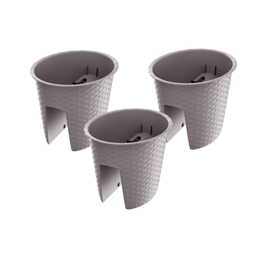Prosperplast 3 railing bloempotten (Ovaal, Mokka, 29,8 x 24,2 x 22,5 cm) afbeelding 1
