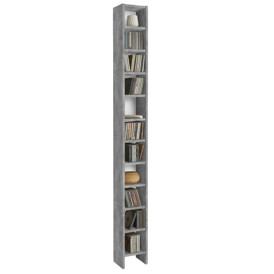 CD DVD Kast 185 cm hoog in grijs beton CD DVD Kast 185 cm hoog in grijs beton afbeelding 1