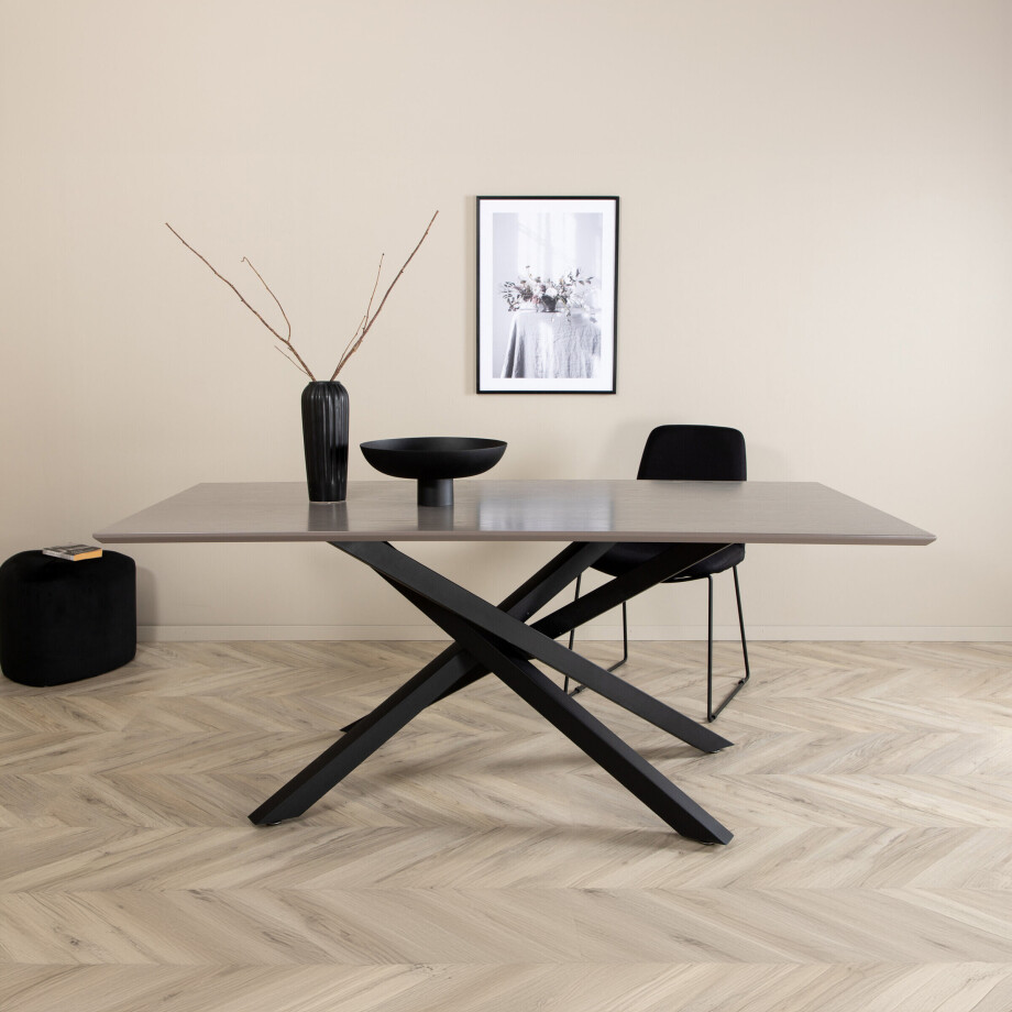 Nohr Eettafel 'Chenell' MDF, 180 x 90cm, kleur Grijs afbeelding 1