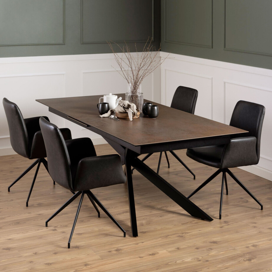 Bendt Uitschuifbare Eettafel 'Chrislyn' Keramiek 200-240 x 100cm, kleur Bruin afbeelding 1
