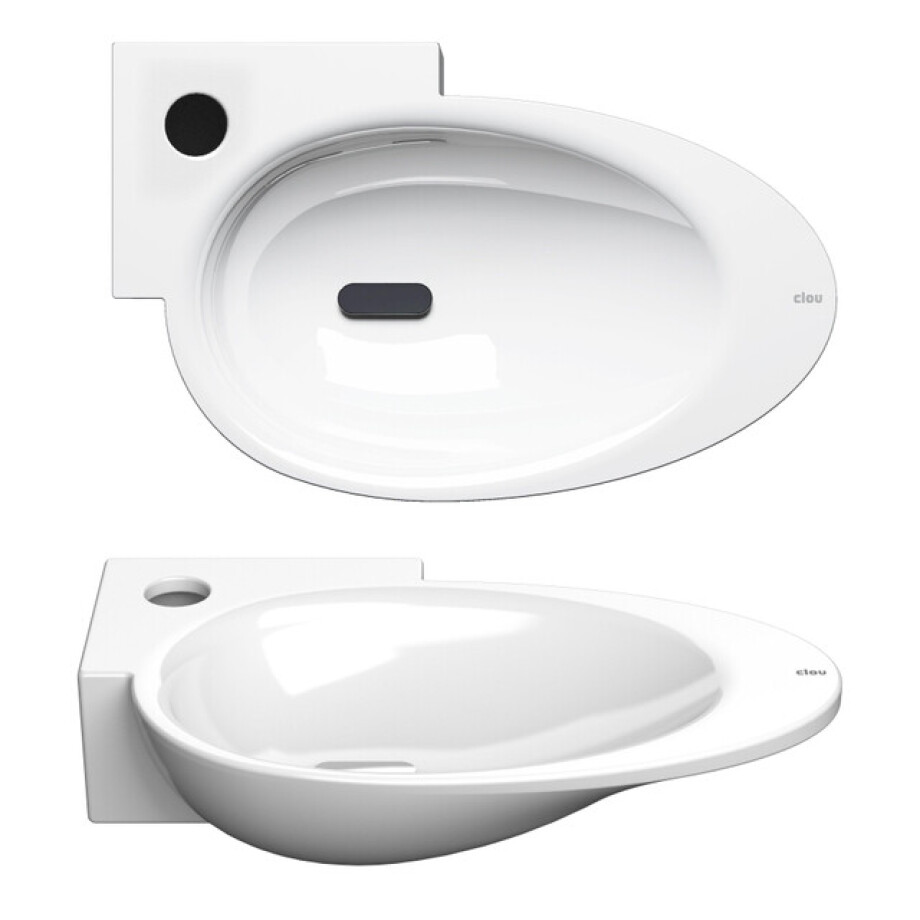 Clou First fonteinkom 38.8x24.6cm kraangat links Keramiek Wit CL/03.03101 afbeelding 1