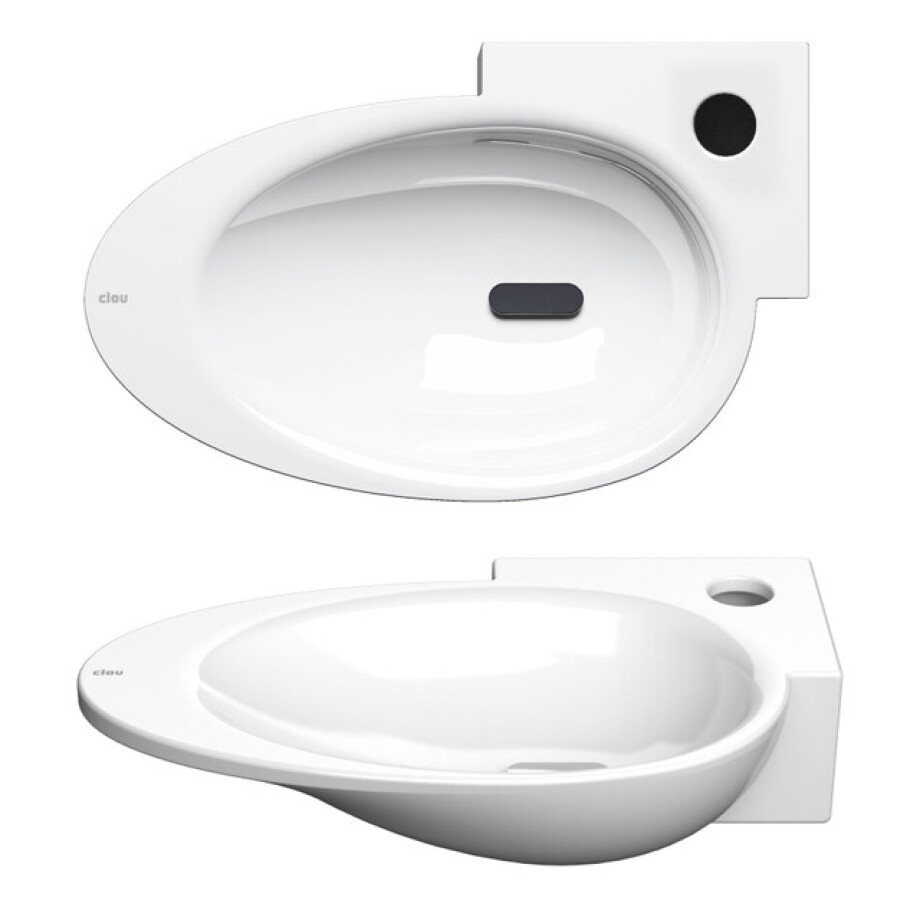 Clou First fonteinkom 38.8x24.6cm kraangat rechts Keramiek Wit CL/03.03100 afbeelding 1