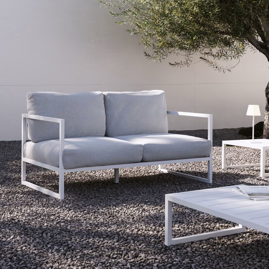 Kave Home 2-zits Tuinbank 'Comova' 150cm, kleur Wit afbeelding 1