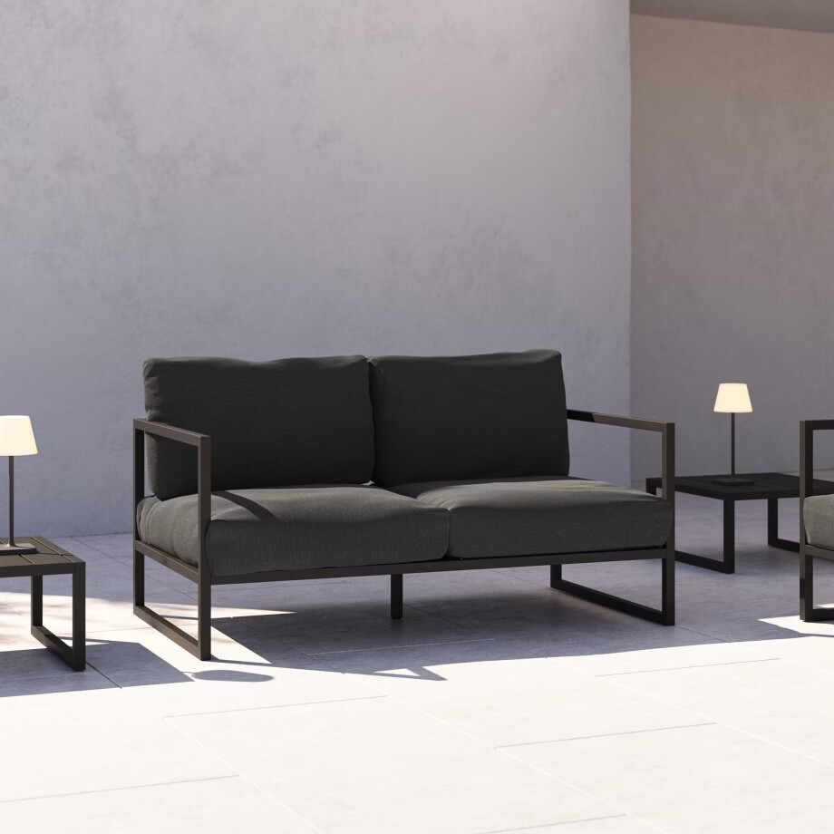 Kave Home 2-zits Tuinbank 'Comova' 150cm, kleur Donkergrijs afbeelding 1