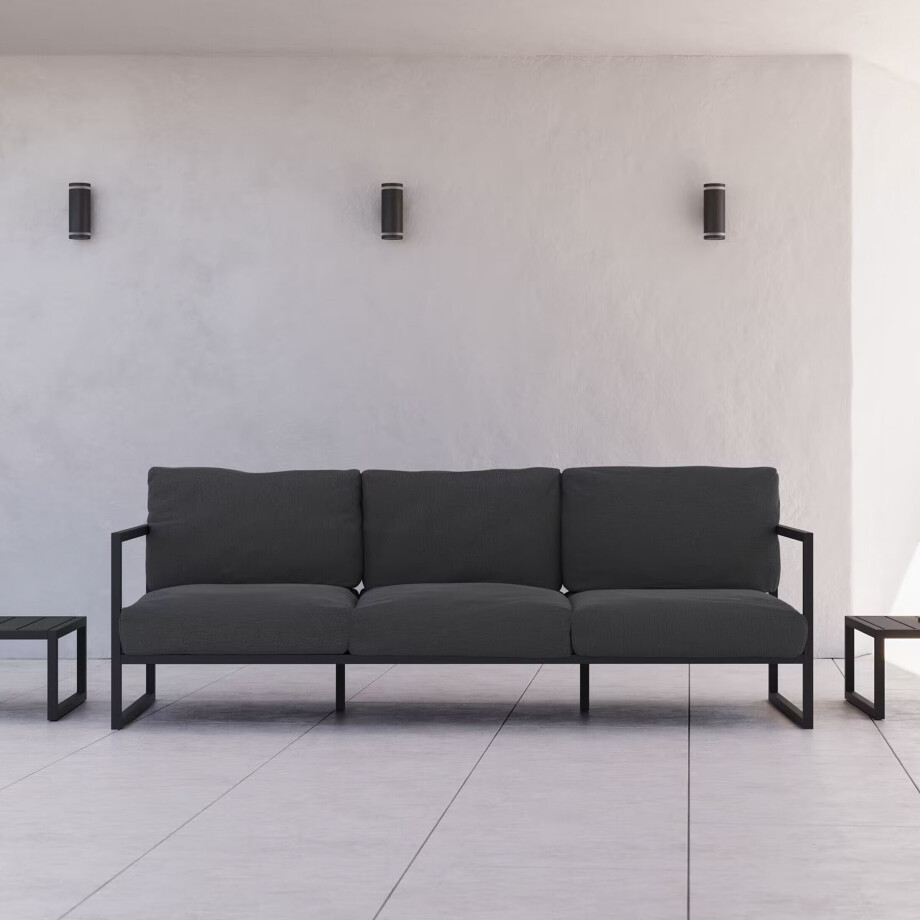 Kave Home 3-zits Tuinbank 'Comova' 225cm, kleur Donkergrijs afbeelding 1