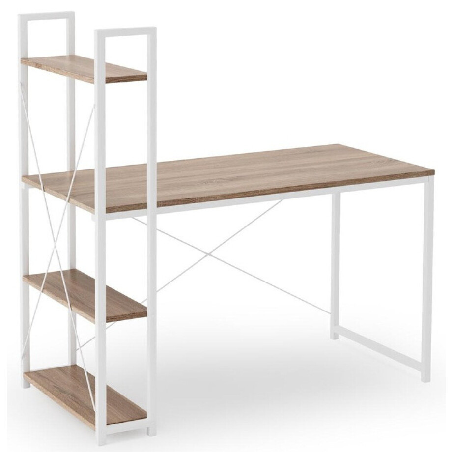 Computerbureau Narvik 120 cm breed wit met eiken Computerbureau Narvik 120 cm breed wit met eiken afbeelding 1