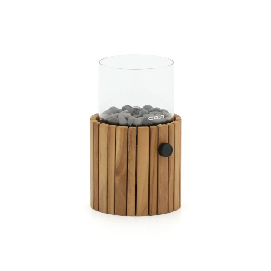 Cosiscoop Timber round gaslantaarn ø 18cm (h:30cm) - Laagste prijsgarantie! afbeelding 1