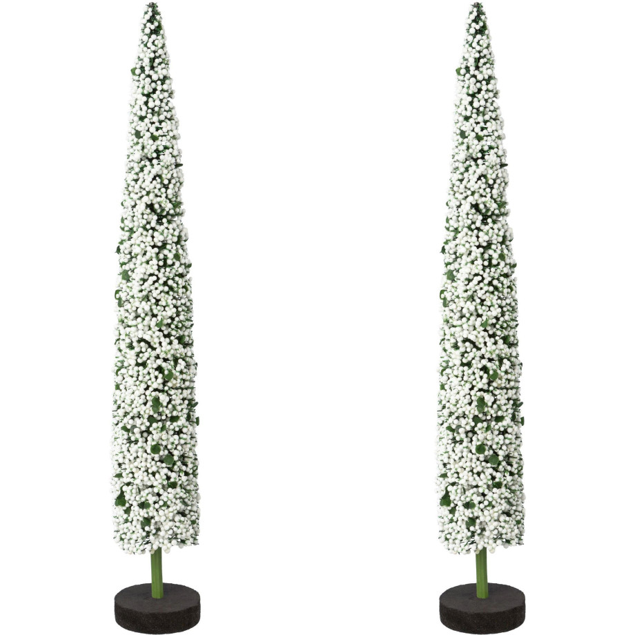 Creativ deco Deco-boom Kerst versiering op hoogwaardige houten basis, met parels versierd, hoogte 38 cm (2 stuks) afbeelding 1