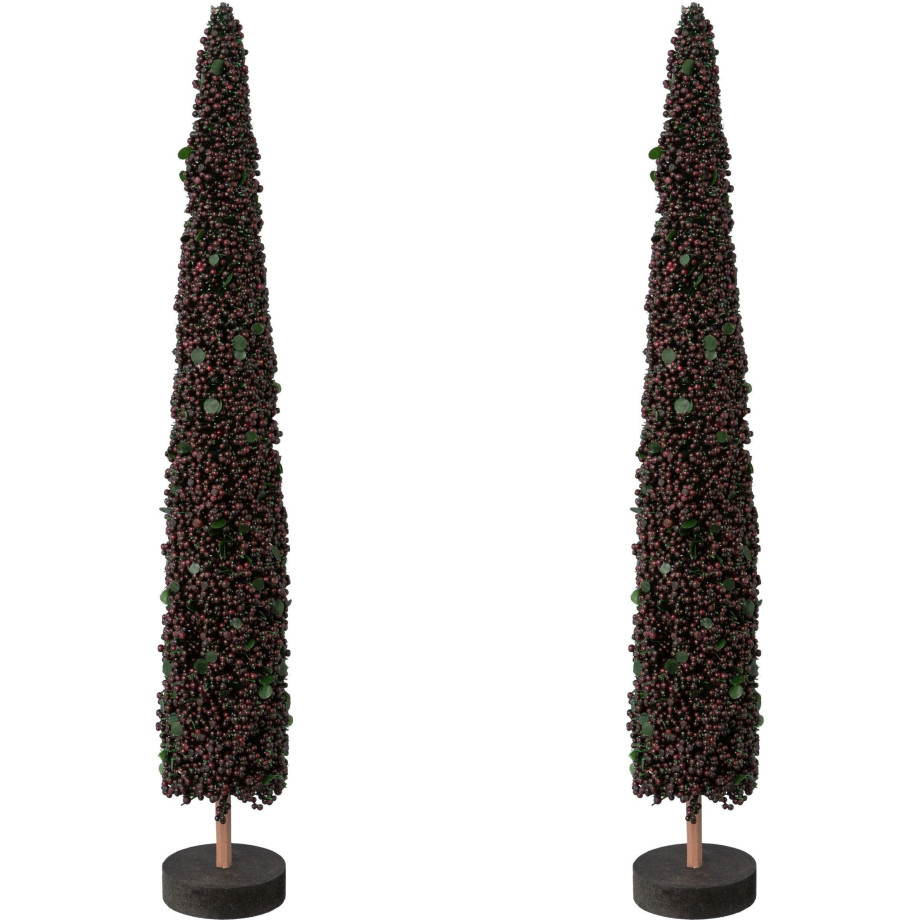 Creativ deco Deco-boom Kerst versiering op hoogwaardige houten basis, met parels versierd, hoogte 38 cm (2 stuks) afbeelding 1